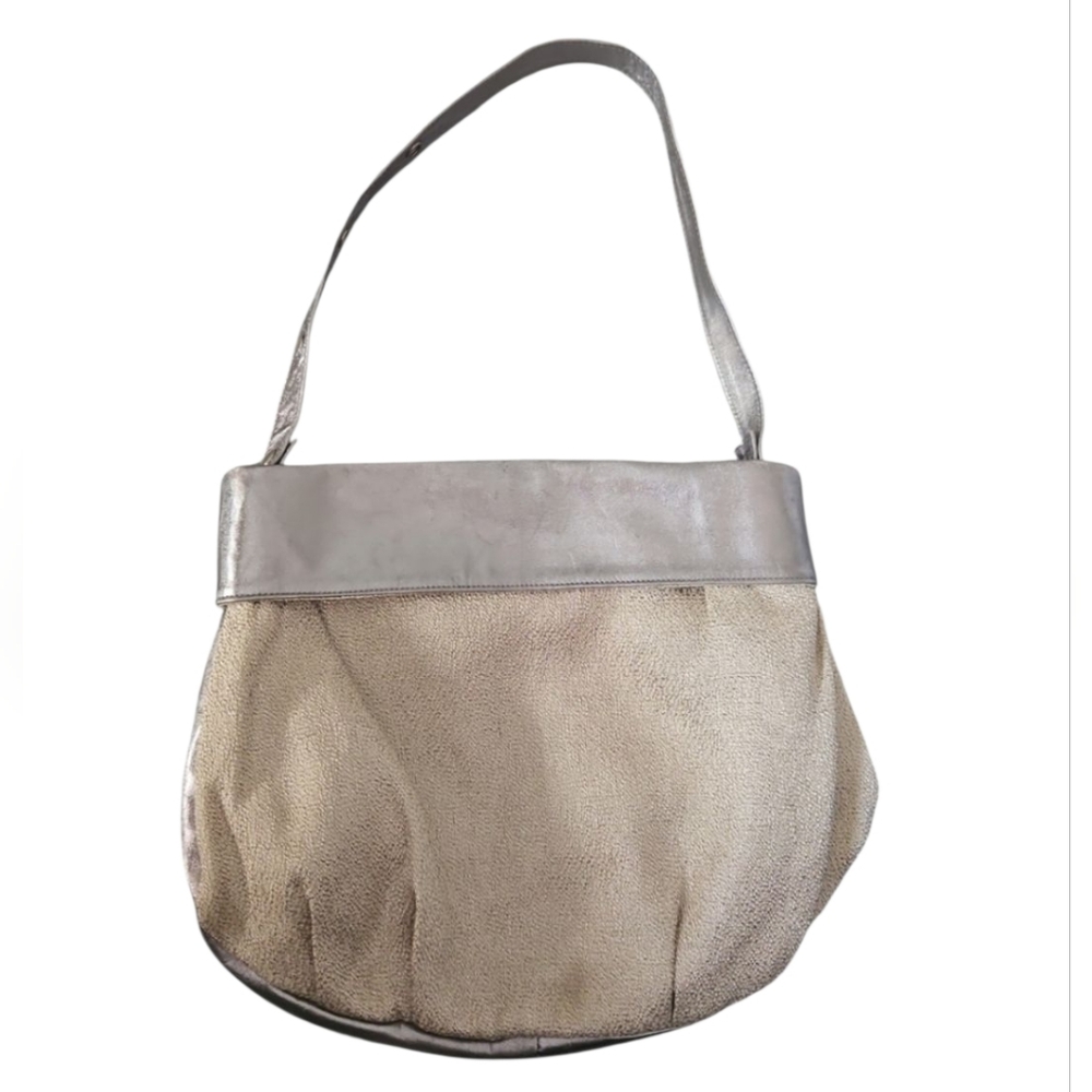 Hagara Embossed and Smooth Metallic Hobo Shoulder Bag